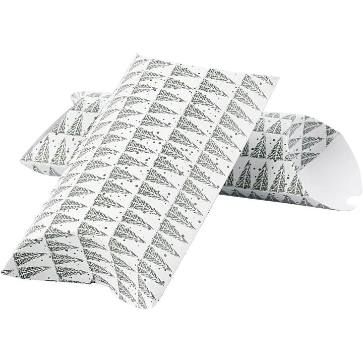 Creativ Company papieren kerstdoos met kerstboompjes, 3 stuks