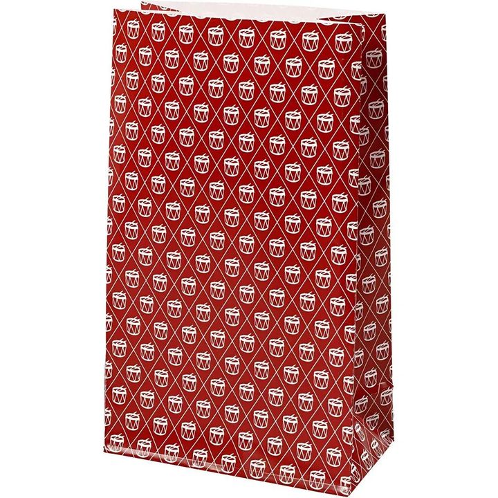 Creativ Company papieren kersttassen met trommels, 8 stuks
