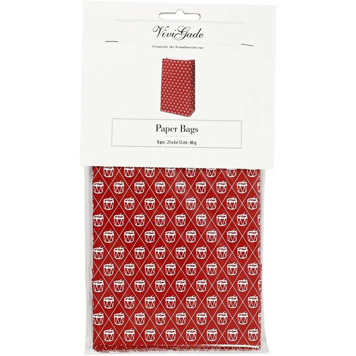 Creativ Company papieren kersttassen met trommels, 8 stuks – afbeelding 2