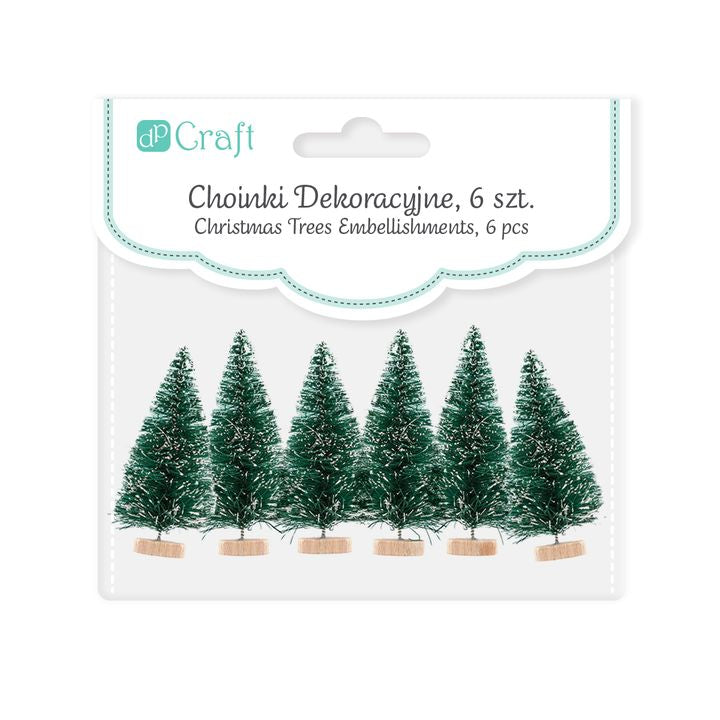 Besneeuwde mini-kerstboompjes DP Craft, 6 stuks