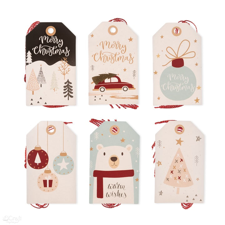 DP Craft kerstlabels Christmas pastels, set van 24