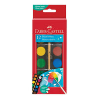 Faber-Castell waterverf, 12 kleuren met penseel, napjes van 30 mm