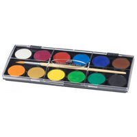 Faber-Castell waterverf, 12 kleuren met penseel, napjes van 30 mm – afbeelding 2