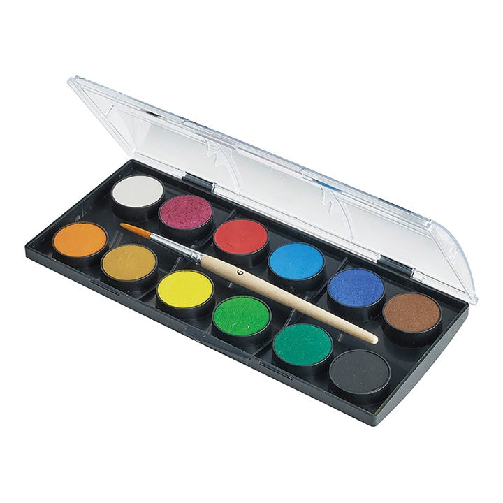 Faber-Castell waterverf, 12 kleuren met penseel, napjes van 24 mm – afbeelding 2