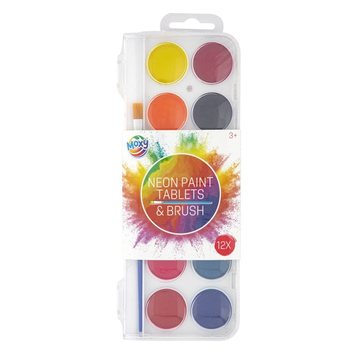 Nassau neon waterverf 12 kleuren met penseel