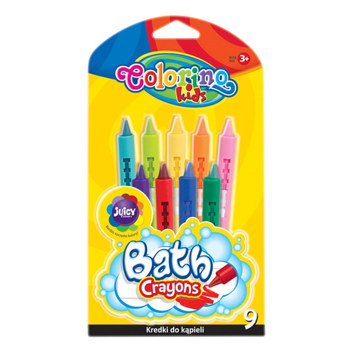 Waskrijt voor in bad Colorino, 9 kleuren, uitdraaibaar