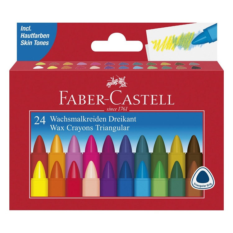 Faber-Castell Triangular waskrijt, set van 24 kleuren