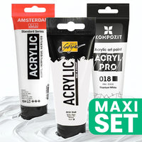 Set van 3 witte acrylverven: Amsterdam, Kompozit en Solo Goya