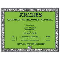 Arches Aquarelle aquarelblok koudgeperst, 185 g/m², 20 vellen