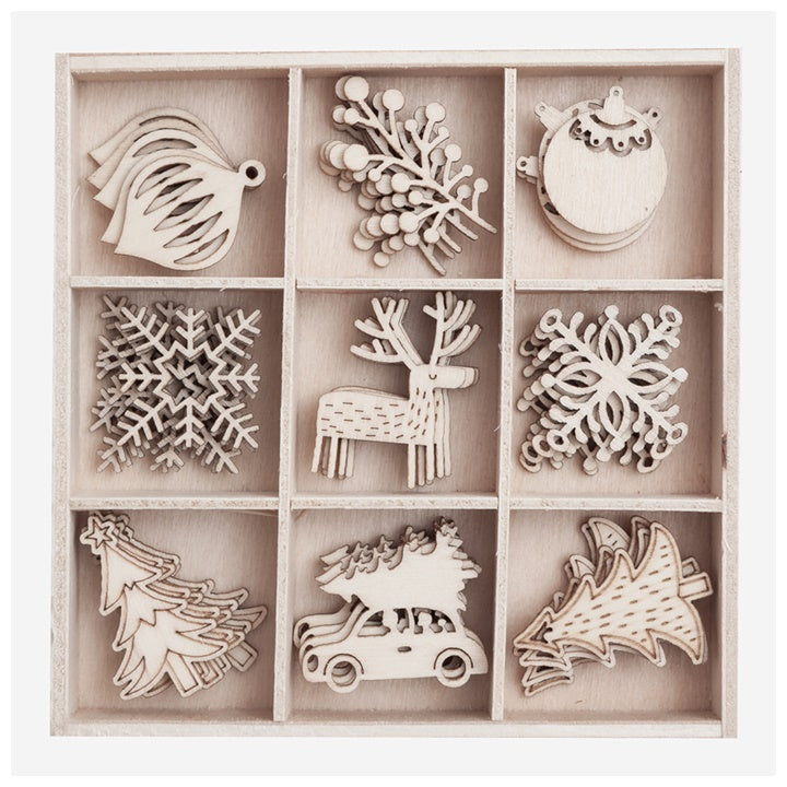 Wooden Christmas Cutouts, Set of 45