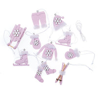 Wooden Decorative Ornaments with Christmas Motifs, Set of 12
