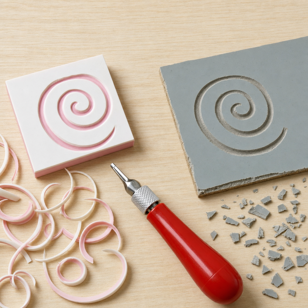 Zacht stempelrubber 5 × 5 cm om stempels te snijden