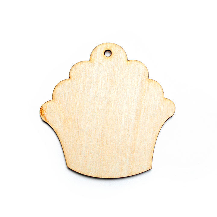 Rosa houten hanger in muffinvorm voor decoupage, 60 × 60 mm