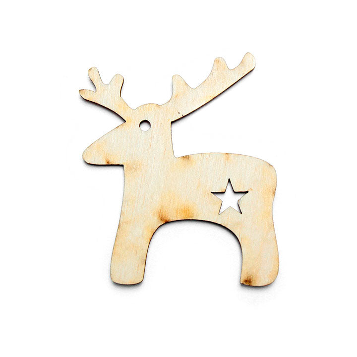 Rosa houten hanger rendier voor decoupage, 55 × 64 mm