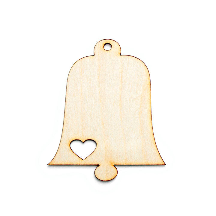 Rosa houten hanger klokje voor decoupage, 54 × 65 mm