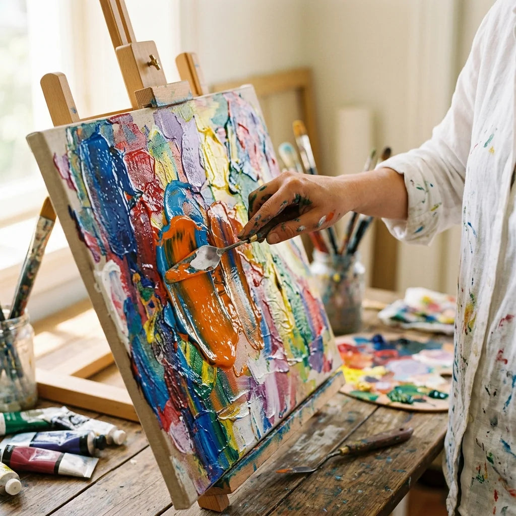 Acrylverf aanbrengen met het schildersmes