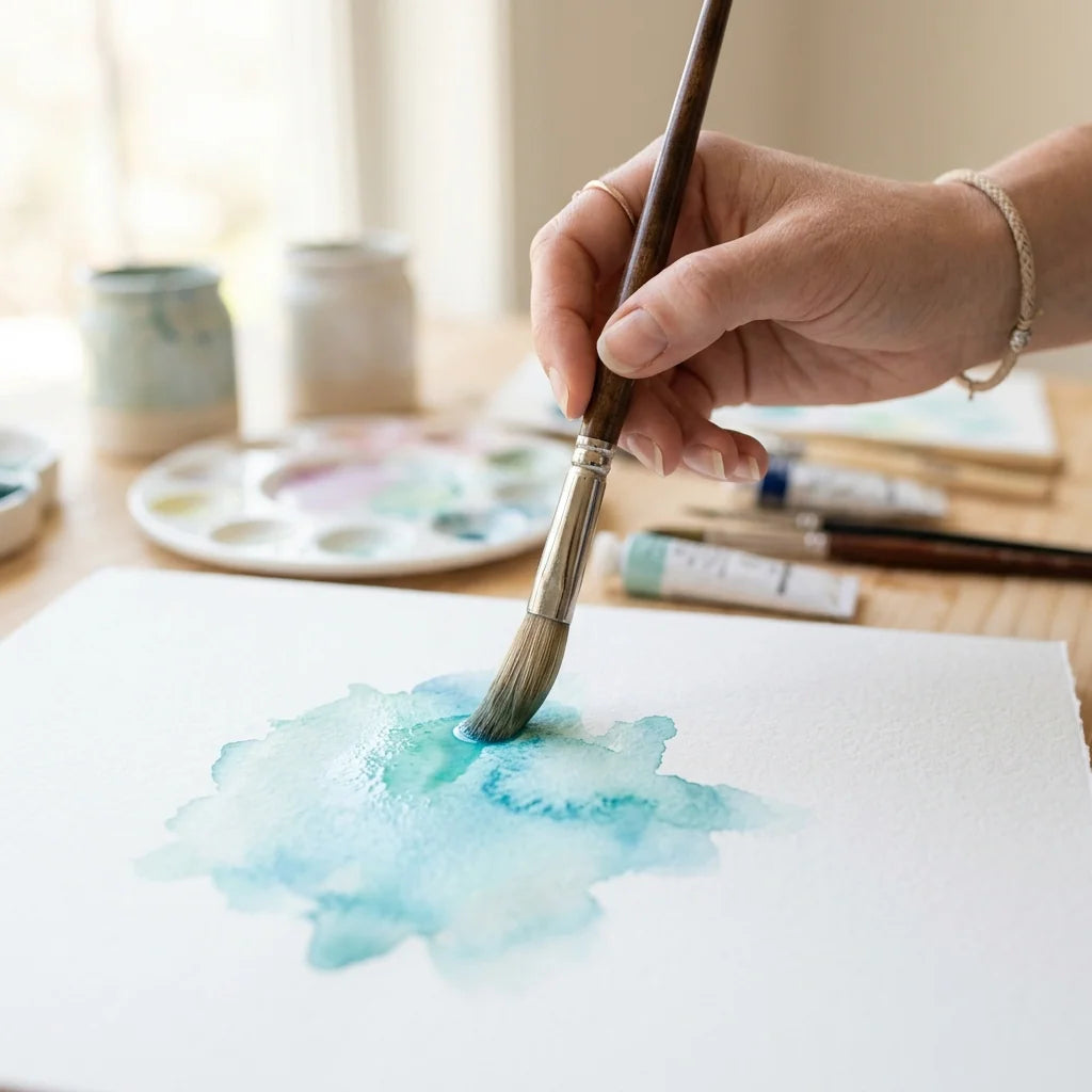 Wetting the Brush and Pigment